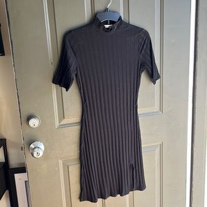 Reformation black slit dress